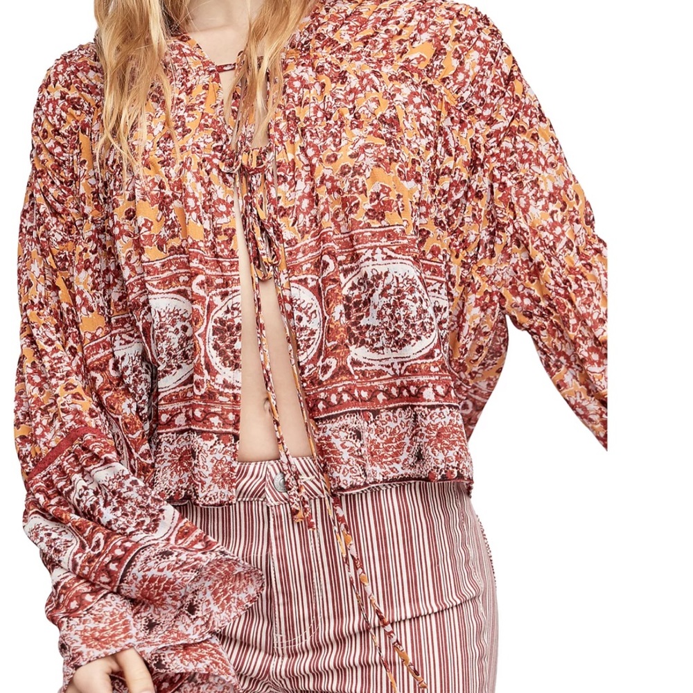 Free People Lorraine Tiered Kimono Shirt